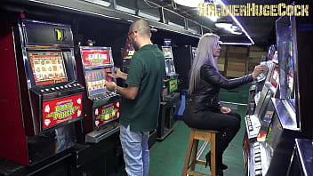 Preview 2 of Shemall Teen Fuck Bisexsual - Ashley Gray is running out of credit in this weird casino,  so take advantage and get sex for more credit.
