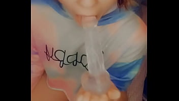Preview 1 of Amateur Mummy - Redbaby999 sucks on clear dildo