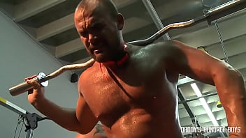 Preview 2 of Xnxx Dildo Fuck - Jessie Balboa has weights tied to his balls at the gym