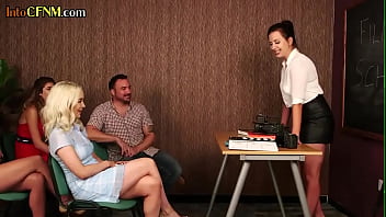 Preview 1 of Virgin Porn Maria Ozawa Xxx Sex - CFNM group BJ and HJ lesson on oral college by teacher
