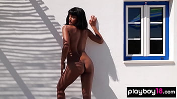 Preview 3 of Couple Sub - Latina Angel Constance stripping and relaxing after a tough day outdoor