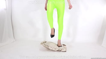 Preview 2 of Teens Wg - Beautiful legged woman stepping on cushion with high heels