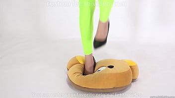 Preview 3 of Teens Wg - Beautiful legged woman stepping on cushion with high heels