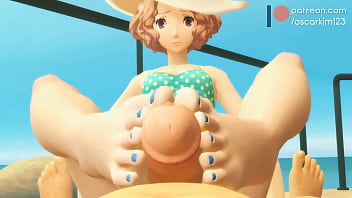 Preview 1 of Front In Public - okumura beach footjob