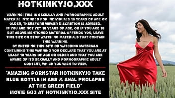 Preview 1 of Indian Aunty Punished Sex - Amazing pornstar Hotkinkyjo take blue bottle in ass &amp_ anal prolapse at the green field