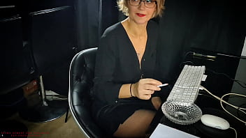 Preview 2 of Java Story - Slutty Blonde Boss Empties The Staff Balls Before Leaving The Office !!! - English subtitles.