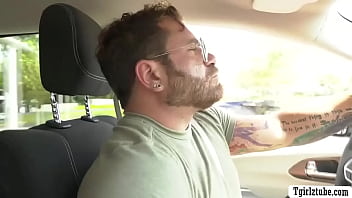 Preview 1 of Young Schoolgirl Raped Japanese - Blonde shemale hitchhiker gets her ass banged by car driver