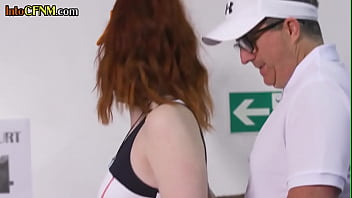 Preview 1 of Mother Forward - CFNM tennis femdom group in HJ session with lucky dude