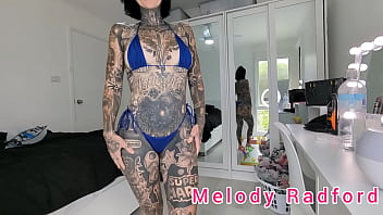 Preview 2 of Indian Yong Ladies Sex - Dark and Light Blue Frilly Micro Bikini Try On Haul Melody Radford