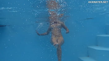 Preview 4 of Virgin Girl First Duck - My favorite milf Emily Ross in the pool