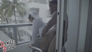 Preview 2 of Slman Bp - Phat Booty Latina Shanice Luv Gets A Balcony BBC Dick Down And Squirts In Front Of Everyone At Xbiz Miami