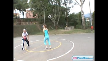 Preview 2 of Wwwxxx Pusy Fucigcom - Paris Milan plays basketball outdoors