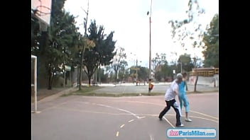 Preview 3 of Wwwxxx Pusy Fucigcom - Paris Milan plays basketball outdoors