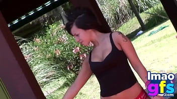 Preview 3 of Movies Law - Hot Brunette showing her perfect tits and Ass outdoor