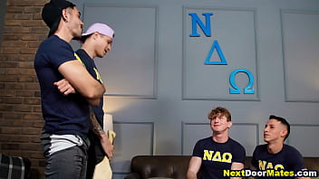 Preview 2 of Suny Leon Xx 2017 - freshmen barebacked in foursome by pledge masters