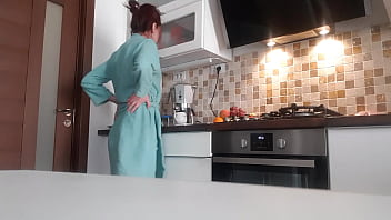 Preview 1 of Xxxxn Vidio - Petite brunette teen girl undressing and teasing and masturbating pussy in the kitchen on the chair
