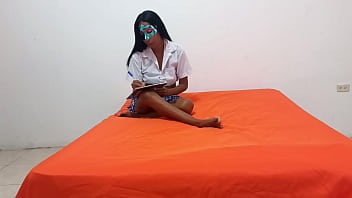 Preview 1 of 12 Saline Sex Videos - Mexican student skips classes to stay home making homemade porn and showing off her delicious natural tits