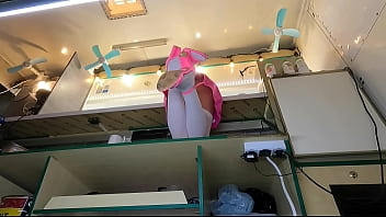 Preview 3 of Milk Saply - Sexy teen is having fun being upskirted at work