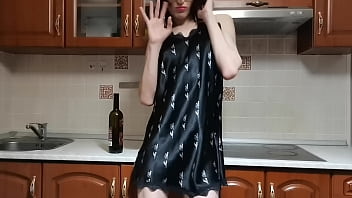 Preview 1 of Taboo Bbw Old - Dumb sissy bitch fucks herself with a bottle in the kitchen