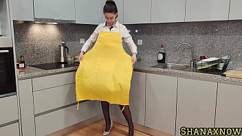 Preview 2 of Luxu 831 - STUNNING WAITRESS SEXY TIGHT APRON FETISH BONDAGE DUCT TAPE