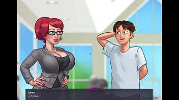 Preview 1 of Tazi Phudiya - Summertime Saga - Redhead Milf with huge boobs has sex with student with huge cock ( Tina expanded scenes)