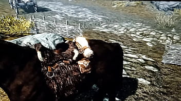 Preview 2 of Gracie Glam Romantic - Skyrim: perra se coje al caballo antes de comprarlo