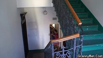 Preview 1 of Hot School Xxxi Videos - 70 yo granny gives tit-job and gets doggy-fucked