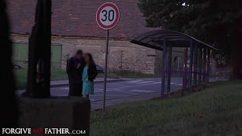 Preview 2 of Sucking Boobs Liking Pussy - Forgive Me Father - young lady with very small pussy but large pussy lips gets fucked rough by guy with big cock while his friend films it