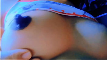 Preview 2 of Big Black Breast Shaking - Novinha dos peitos perfeito tomando massagem do meio irm&atilde_o