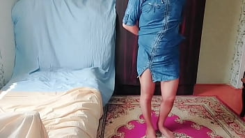 Preview 1 of Beautiful Yoga Sex - Hot Sexy Nylon and Mini Jeans Dress Sissy Crossdresser Fem Boy Lady Boy MTF Trans Gender LGBT BDSM Cute Tranny Trap