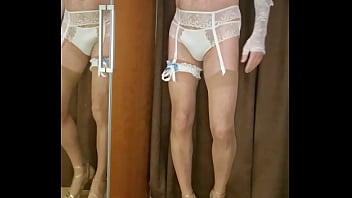 Preview 2 of Desi Rogu - Crossdresser parades in Simone P&eacute_r&egrave_le Bridal lingerie
