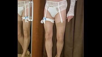 Preview 1 of Desi Rogu - Crossdresser parades in Simone P&eacute_r&egrave_le Bridal lingerie