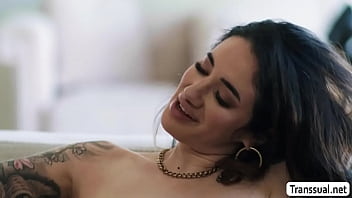 Preview 3 of Wapmon Downlod - Trans stepteen licks and fucks her tattooed stepmoms wet pussy