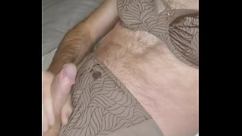 Preview 4 of Amy Tyger - Man wearing lingerie and shoots a load of cum on it