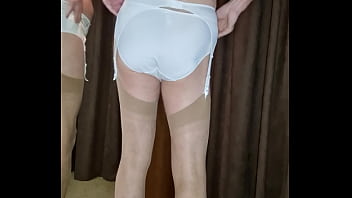 Preview 1 of Natasha Xxx Muves - Man posing in bra and garterbelt