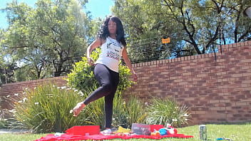Preview 3 of All On French Brunette Bukakke - My Xmas picnic,  big-booty in leggings