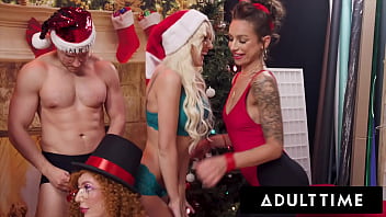 Preview 2 of Kimberlee Rose - ADULT TIME - INSANE CHRISTMAS ORGY! With Lauren Phillips,  Kira Noir,  Kenna James,  and April Olsen