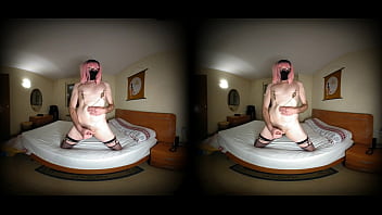 Preview 3 of Catalina Pukes Summer Luv - Kinky sissy crossdresser masturbates [VR180]