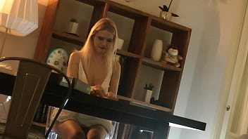 Preview 2 of Musody Com - All Natural Wonderfully Beautiful Big Boobs Blonde Wife in Sexy White Summer Dress teases to seduce