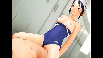 Preview 2 of Woman Pull Big Body - Swimming pool changing rooms animated 3D
