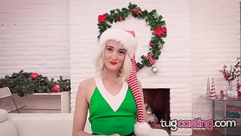Preview 1 of Shy To Sex - TUG CASTING Crafty cum craving elf Zoe Sparx seduces Santa to earn a raise