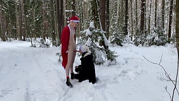 Preview 4 of Anal Train Fuck - Twinks Matty and Aiden naked outdoor blowjob in the winter for Christmas