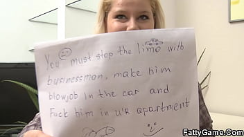 Preview 1 of Aunt Sees Nephews Big Cock - Chubby blonde gives head in the car before fat pussy fuck