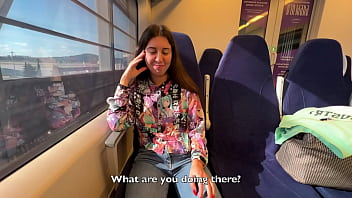 Preview 1 of Class Xnxx4 - Sexy babe 18 y.o. seduced a guy on the train and gave him a blowjob in public