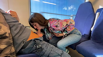 Preview 4 of Class Xnxx4 - Sexy babe 18 y.o. seduced a guy on the train and gave him a blowjob in public
