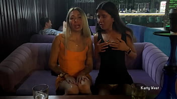 Preview 2 of Amwf Black Angelika - Girls Take Panties Off Restaurant - Flashing Public - Upskirt No Panties