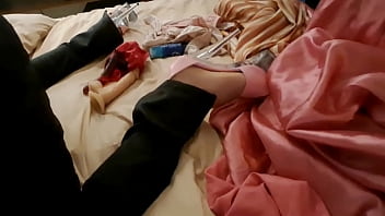 Preview 1 of Zaberdasti Vide - Sexy O2,  1085 (II) (02) - White Slut Sucking,  Rimming,  Fucking in Satin Lingerie (Thong,  Dress,  Stockings,  Heels - Satin Set)