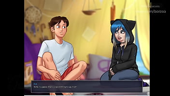 Preview 3 of Hoy Babes - Very shy emo girl show me her cute tits first time since she was small girl. (Summertime Saga - Eve - Par 1,  the Emo)