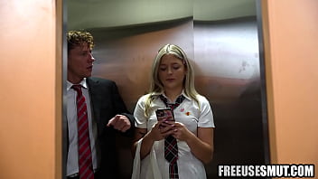 Preview 1 of Irish Pawg Mj Bbc Xxx - Young student got stuck in elevator - freeuse teen porn