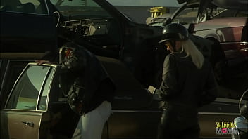 Preview 1 of Sex Fake Doctor - Motorcycles black leather and sex at a car junkyard make the blonde milf happy